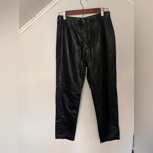 Chetta B vintage women’s size 6 black lined leather pants straight leg taper